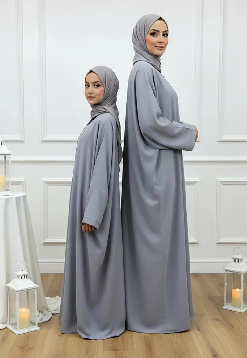 Luxurious Mother & Daughter 2-Piece Abaya Set | Signature Matching Inner Dress Collection-2P832MD (Dresses are sold individually. To create a matching mom and daughter set, please purchase two items in different sizes)